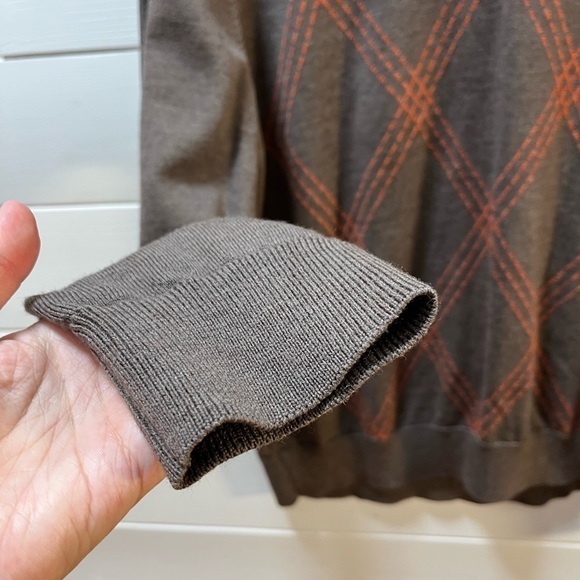 SIMONS Brown & Orange – Italian Extra Fine Merino Wool Sweater XXL - Picture 4 of 9